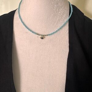 Evil Eye Blue Beaded Necklace